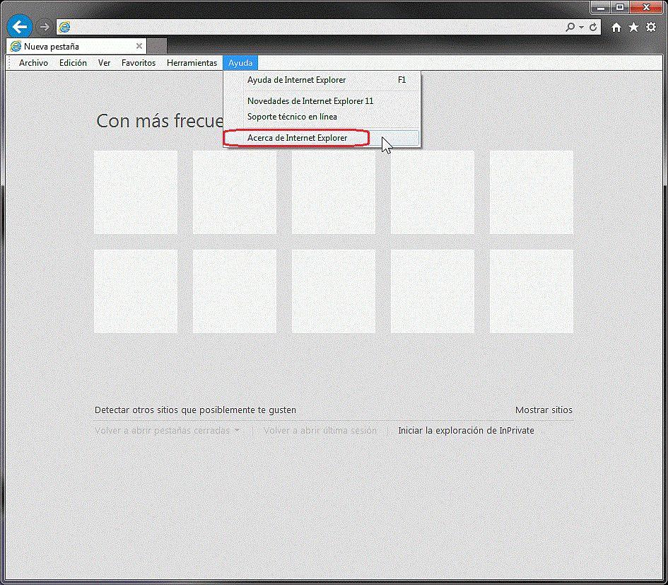 Ayuda / Acerca de Internet Explorer