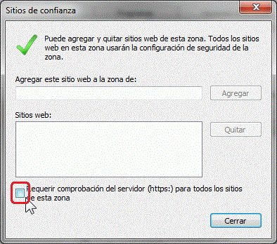 Desmarcar Casilla "Requerir comprobación..."